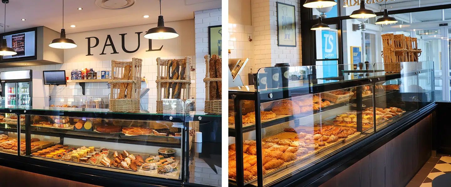 A display of freshly baked pastries at PAUL Patisserie and Boulangerie 