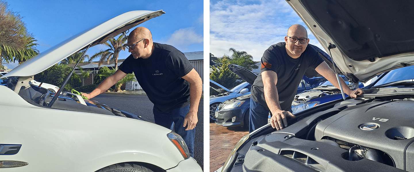 Lexus collector, Porcius Fester working on his Lexus vehicles